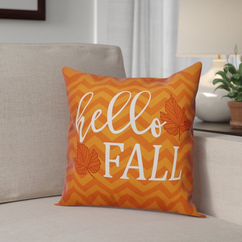 The Holiday Aisle Hello Fall Chevron Throw Pillow